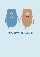 Cute LGBT Bear Couple Anniversary Card - Happy Anniversary! created by Kay Wolfersperger