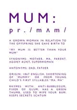 Mum Definition Mothers Day Card 10537 created by Newton and the Apple