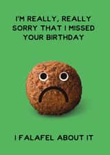 falafel missed Birthday Card 9878 created by Jon Hall Design