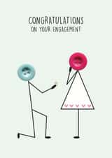 Engagement card - Stick figure illustrations - congratulations created by mrs L cards