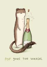 Pop goes the weasel - Cute champagne themed wedding or engagement card created by Sophie Corrigan