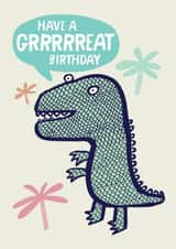 Cute T-Rex Birthday card for your little dinosaur lover created by Lisa Greener