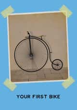 Penny farthing first bike birthday card created by Jon Hall Design