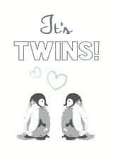 twins penguin New Baby Card 10380 created by Olivia Morgan ltd