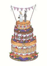 Bunny Wedding Cake Card - Eat Drink & Be Married created by Helen Morgan Illustration