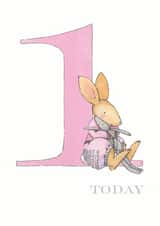 1 Today - Little Girl Bunny Age Card created by Helen Morgan Illustration