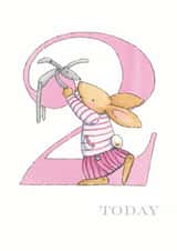 2 Today - Little Girl Bunny Age Card created by Helen Morgan Illustration