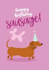 Cute sausage dog / dachshund birthday card for her created by Tiger Feet Creations
