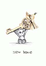 Cute Bear Doodle New Home Card - Key - New Home created by VICKI BRETT