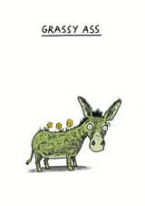 Funny Donkey Pun Thank You Card - Donkey - Grassy Ass created by Cardinky
