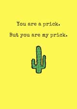 Rude Valentines Day Card - Cactus - You're A Prick But You Are My Prick created by Hedge & Hog Prints