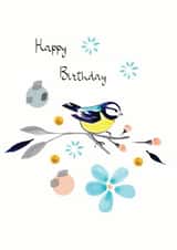 Blue Tit Bird Birthday Card created by SABIVO Design by Sabina
