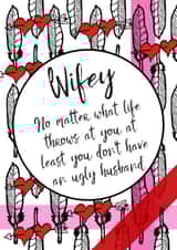 wife funny Anniversary Card 33080 created by Flamingo Lingo by Jenny