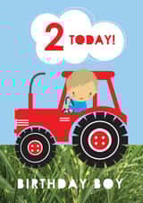 Red tractor 2nd birthday card created by Bells Scambler