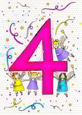 Cute 4th Birthday Card - Fairies - For Her created by Ryland Studios
