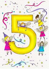 Cute 5th Birthday Card - Fairies - For Her created by Ryland Studios