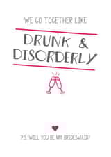 Drunk and disorderly bridesmaid card created by Prairie Chick Prints