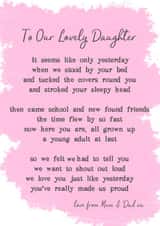 A sentimental message to our daughter created by Giddy Kipper