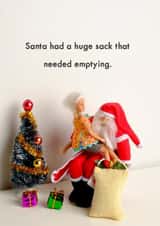 Rude - Cheeky - Naughty - Pun - Santas Sack - Huge Sack - Santas Lap - Sex - Adult - Humour - Christmas Card created by Bold & Bright Cards