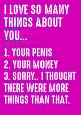 Rude Typography Anniversary Card - Penis - I Love So Many Things About You created by DirtyFilthySexy