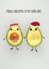 Wife - Husband - Cute - Holding Hands - Avocado - Partner - Modern - Merry Christmas To My Other Half - Christmas Card created by Yippea