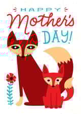 Cute Mother's Day Card for Mom - Mom and Baby Fox - Happy Mother's Day! created by Kay Wolfersperger