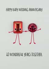 Cute Ruby Wedding Anniversary Card - 40 Years - 40 Wonderful Years Together created by Yippea