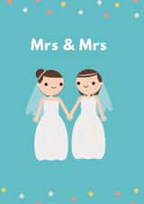 Mrs & Mrs Wedding Card – Cute Lesbian Wedding Congratulations Card created by Peculiar Print Shop by Hannaeyetattoo