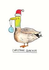Cute Christmas Card - Duck Pun - Christmas Quacker created by Jelly Armchair