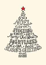 Traditional Christmas Card - Typographic Christmas Tree Card created by Oops a doodle