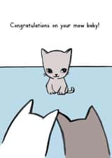 Cute Cat-Themed New Baby Card – Adorable & Punny Congratulations created by Reigning Cats . . . and dogs