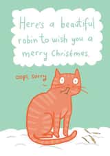 The cat ate the Robin Christmas card created by Sarah Ray