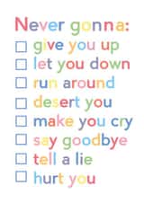 Cute Valentines Day Card - Rick Astley - Never Gonna Give You Up created by JosieOnTheRun