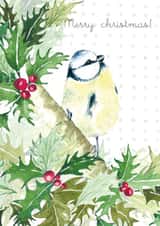 watercolor birds Christmas Card 1997 created by Silvia Betancourt