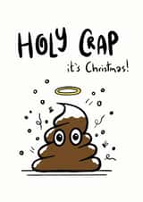 Funny Christmas Card - Holy Crap - Poop Pun created by Debmon Design