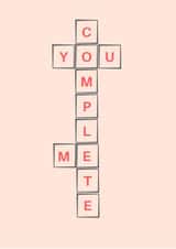 You Complete Me Crossword-Inspired Romantic Card – Anniversary – Valentine's Day created by Cards.Cards.Cards