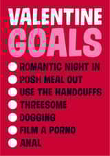 Valentines Goals Valentines Day Card created by Dean Morris Cards