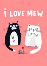 Funny Cat Love Anniversary Card / Valentines Day Card - Cat Pun - I Love Mew created by Lucy Maggie Designs