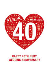 40th Anniversary Card 2025 - 40 years - Ruby - Mr & Mrs created by Cookie Design