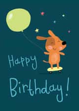 Cute Birthday Card - For Him - Dog - Skateboarding created by Becky Down