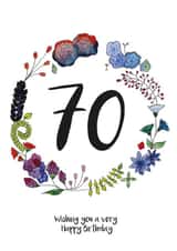 Classic 70th Birthday Card - Flowers - For Her created by Ivorymint cards
