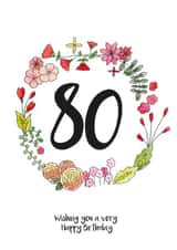 Pretty 80th Birthday Card - For Her - Flowers created by Ivorymint cards