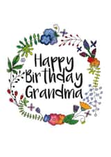 Floral wreath Grandma birthday card created by Ivorymint cards