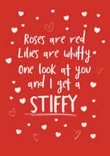 Rude Valentines Day Card - Poem - Roses Are Read Lilies Are Whiffy One Look At You And I Get  Stiffy created by Giddy Kipper