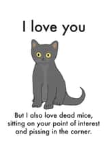 Cheeky Valentines Day Card - From The Cat - I Love You created by OBJECTABLES