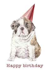 Happy Birthday Bulldog Puppy Watercolor created by Wandering Laur