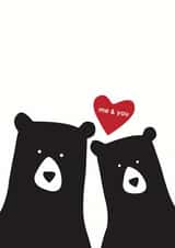 Cute Bear Couple Anniversary Card / Valentines Day Card / Wedding Card - Me & You created by Heather Alstead Design LTD