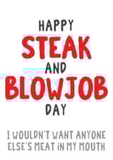 Funny Rude Steak and Blowjob Day card for him 14th March BJ Day created by Tia Russell