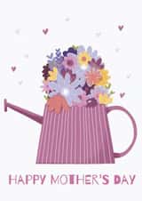 Happy Mother's Day card - Cute Watering Can Flowers - Gardening created by Sian Moore Illustration