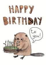 Happy birthday beaver typography card created by Heidi Burton